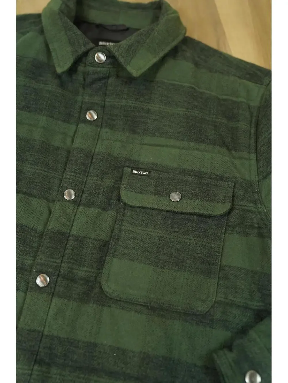 Brixton Men's Quilted Puffer‎ Jacket - Plaid Green Large